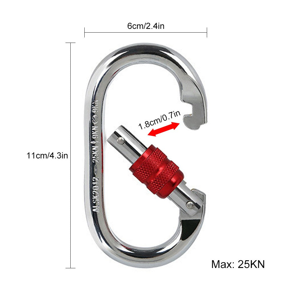 Screwgate Locking Carabiner 25KN (5620 lbs) Heavy Duty Large Locking Carabiner Clip for Climbing Mountaineer Hammock Camping Outdoor Equipment - Silver