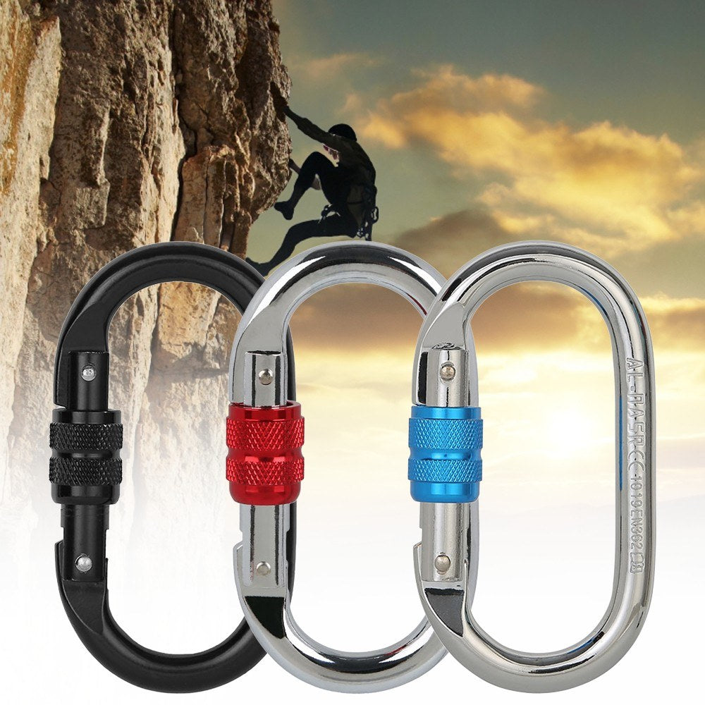 Screwgate Locking Carabiner 25KN (5620 lbs) Heavy Duty Large Locking Carabiner Clip for Climbing Mountaineer Hammock Camping Outdoor Equipment - Black