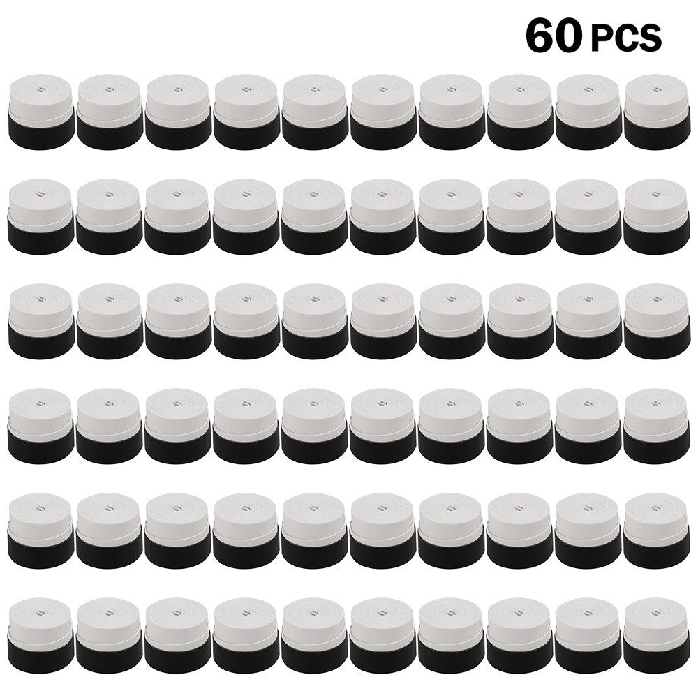 Tennis Racket Grip Tape Anti Slip Super Absorbent Tennis Overgrip Badminton Overgrip Pickleball Replacement Grip - 60Pcs / White
