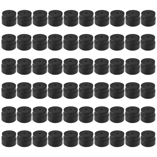 Tennis Racket Grip Tape Anti Slip Super Absorbent Tennis Overgrip Badminton Overgrip Pickleball Replacement Grip - 60Pcs / Black