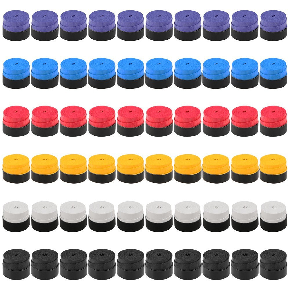 Tennis Racket Grip Tape Anti Slip Super Absorbent Tennis Overgrip Badminton Overgrip Pickleball Replacement Grip - 60Pcs / Multicolor