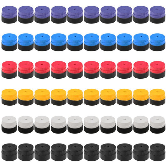 Tennis Racket Grip Tape Anti Slip Super Absorbent Tennis Overgrip Badminton Overgrip Pickleball Replacement Grip - 60Pcs / Multicolor