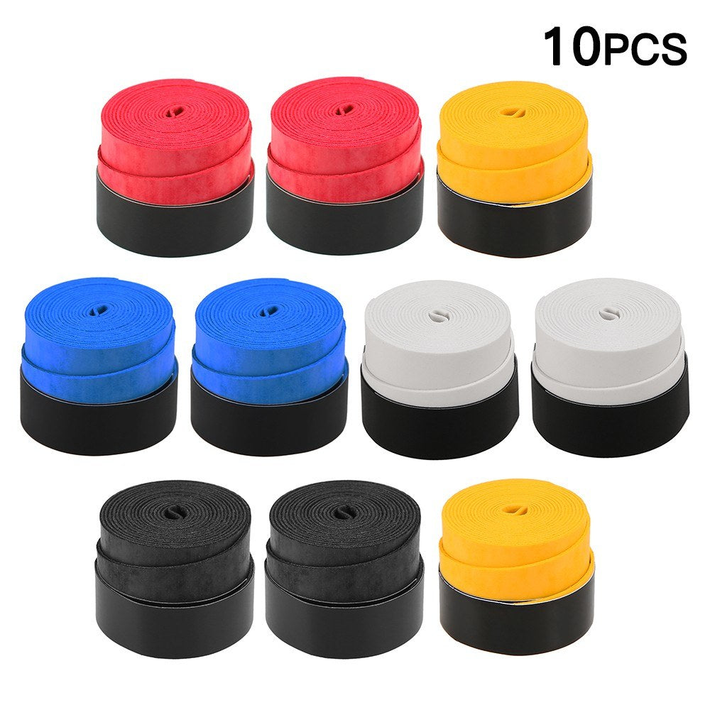 Tennis Racket Grip Tape Anti Slip Super Absorbent Tennis Overgrip Badminton Overgrip Pickleball Replacement Grip - 10Pcs / Multicolor
