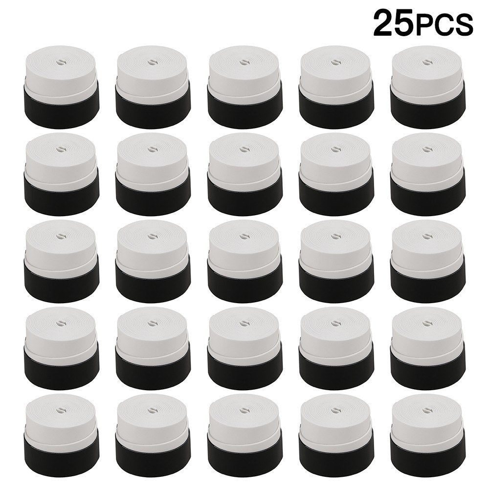 Tennis Racket Grip Tape Anti Slip Super Absorbent Tennis Overgrip Badminton Overgrip Pickleball Replacement Grip - 25Pcs / White