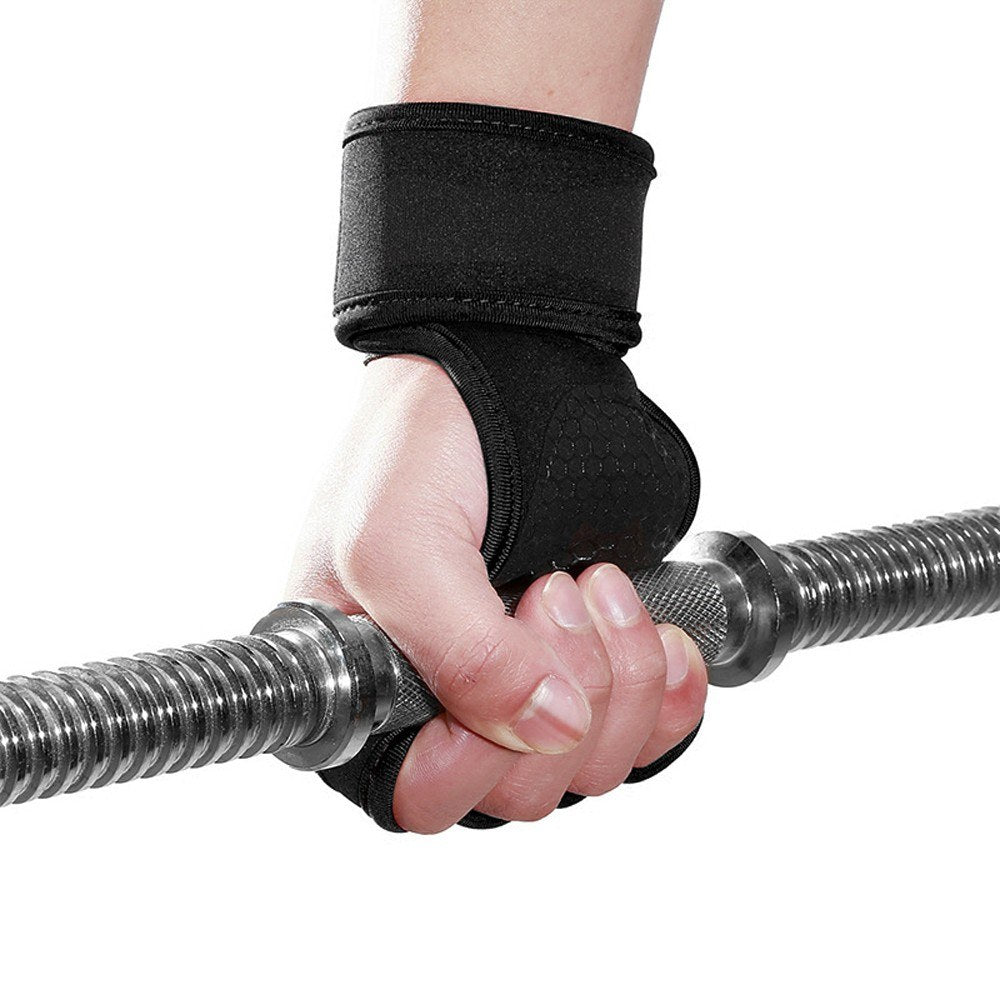 1 Pair Sports Ventilated Workout Gloves Lifting Pads Hand Protector with Integrated Wrist Wraps for Weight Lifting, Training, Fitness, Exercise - Black/Size: L