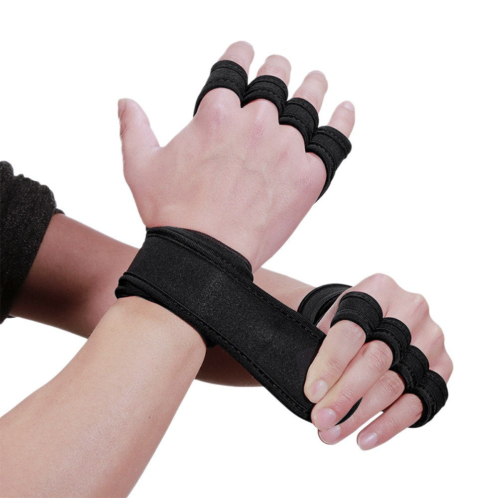 1 Pair Sports Ventilated Workout Gloves Lifting Pads Hand Protector with Integrated Wrist Wraps for Weight Lifting, Training, Fitness, Exercise - Black/Size: XL