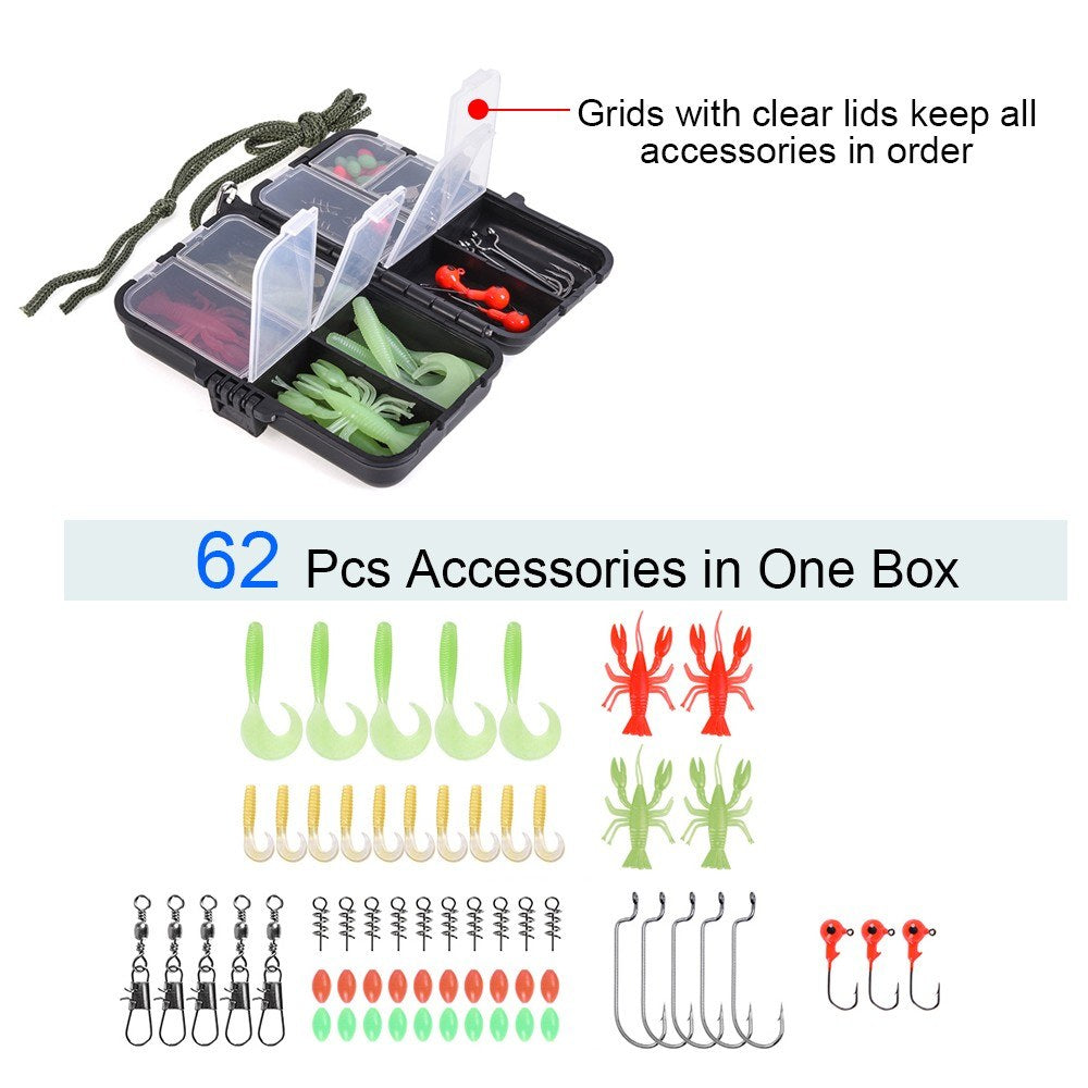LEO 1.5m Telescopic Fishing Rod Spinning Reel Set with Hooks Soft Lures Barrel Swivels Storage Bag