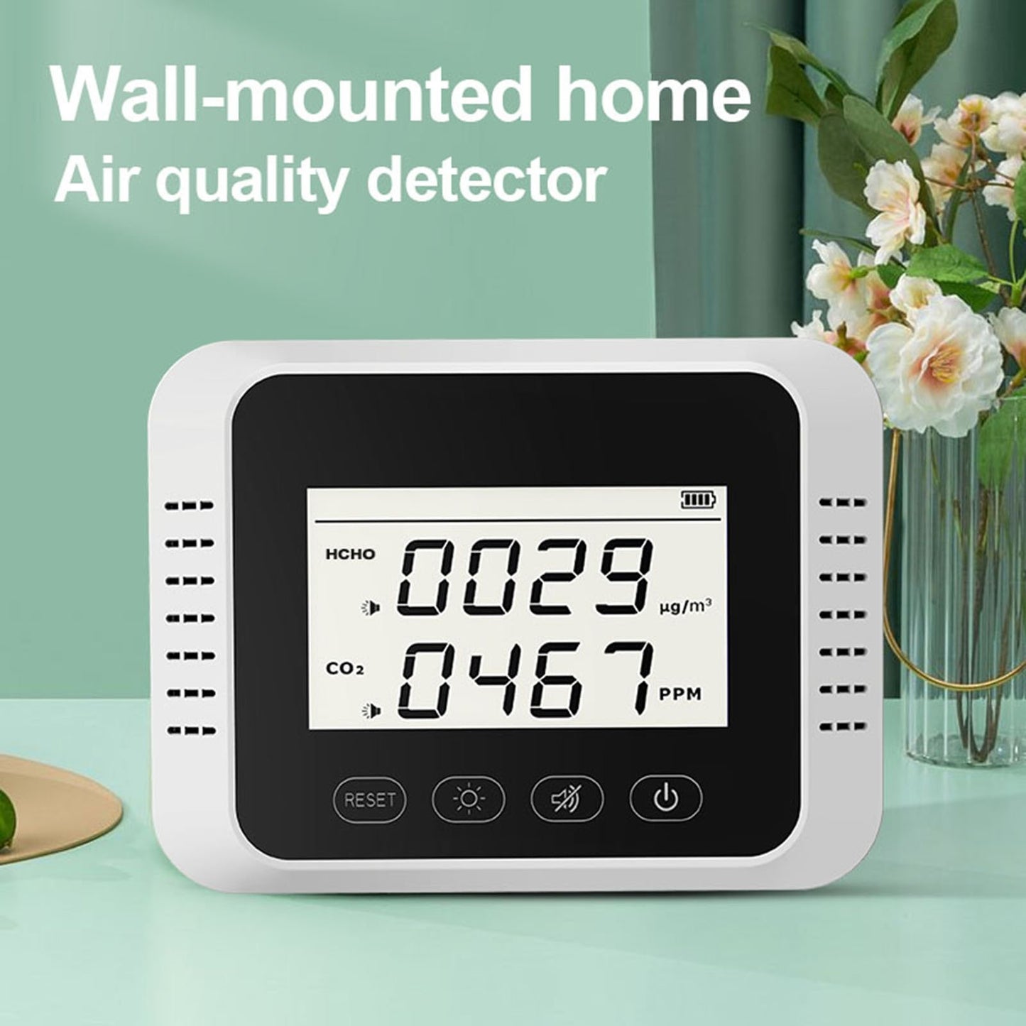 X7 Air Quality Monitor Wall-mounted Indoor HCHO CO2 Detector Air Analyzer Sound Alarm for Home Office