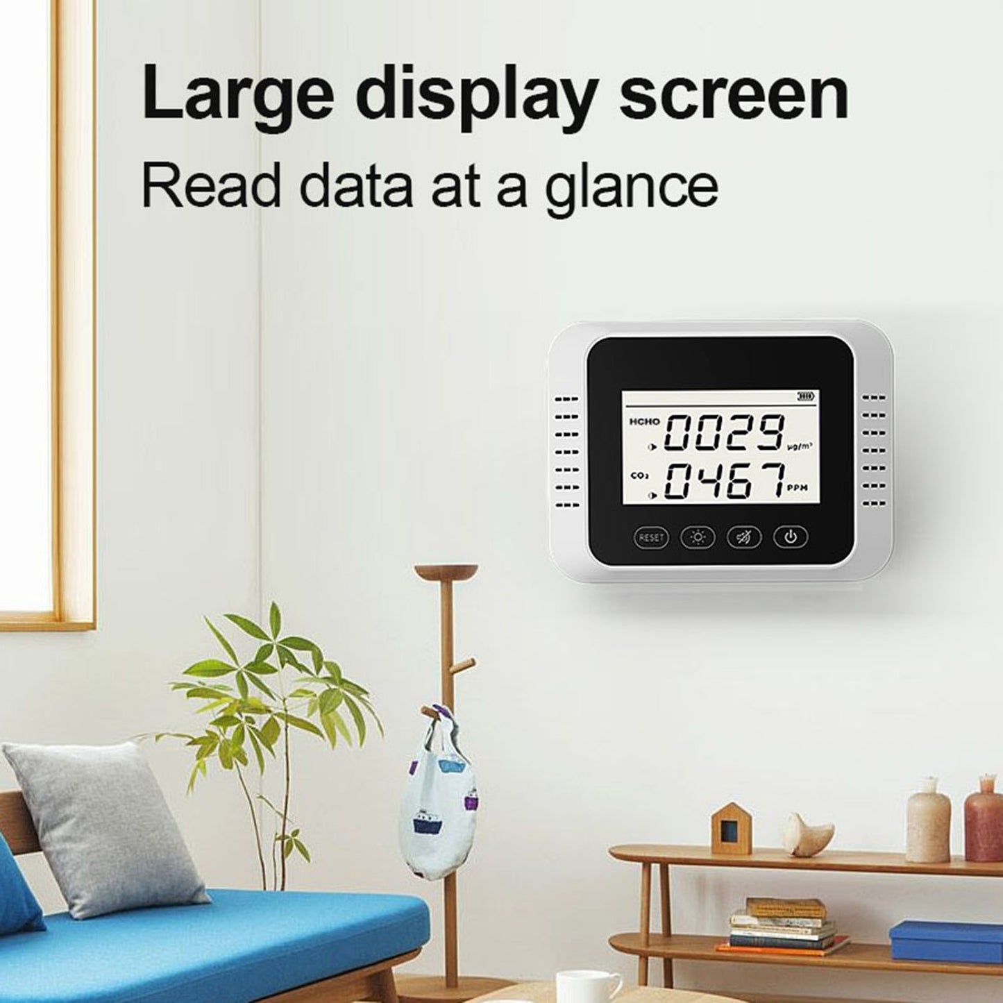 X7 Air Quality Monitor Wall-mounted Indoor HCHO CO2 Detector Air Analyzer Sound Alarm for Home Office