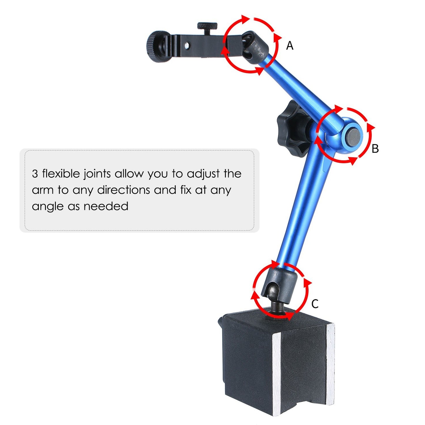 Magnetic Base Holder 350mm Heavy Duty Flexible Universal Magnetic Base Brackets for Dial Test Gauge Indicator with 154lbs Pull - Blue