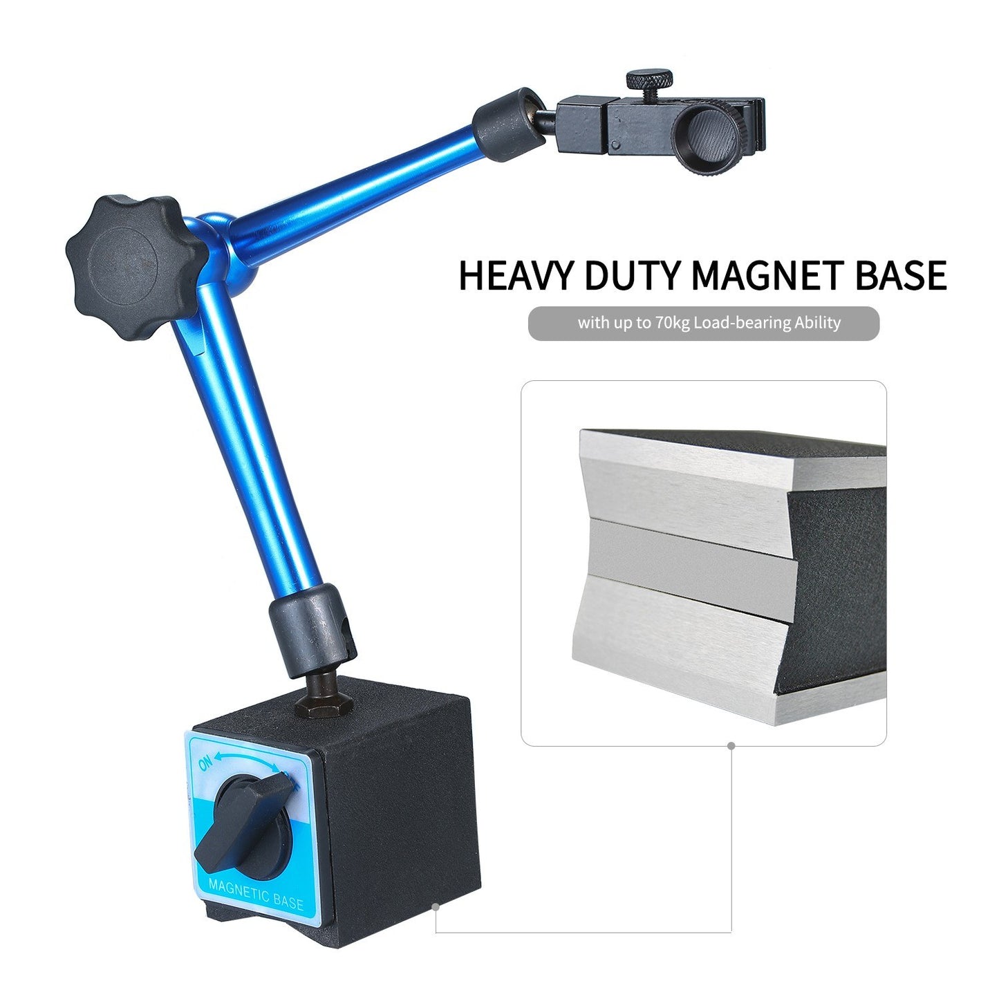 Magnetic Base Holder 350mm Heavy Duty Flexible Universal Magnetic Base Brackets for Dial Test Gauge Indicator with 154lbs Pull - Blue