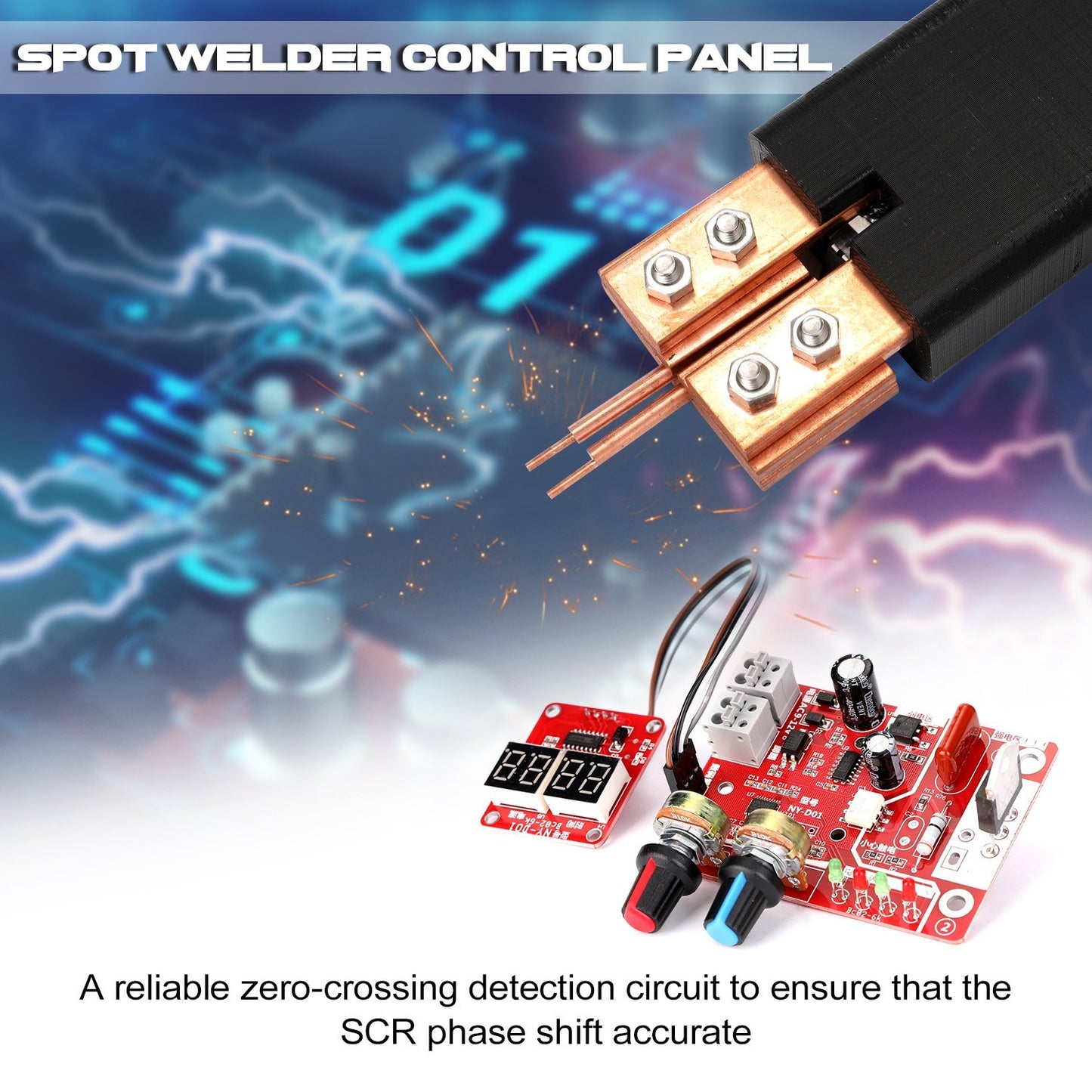 Spot Welding Machine 100A Digital Display Spot Welder DIY Time and Current Controller Control Panel Board