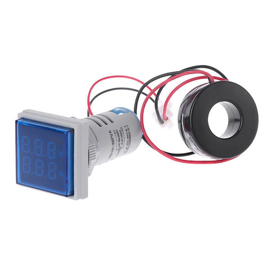LED Digital Voltmeter Ammeter AC 60-500V 0-100A Amp Voltage Current Meter Tester Indicator - Blue