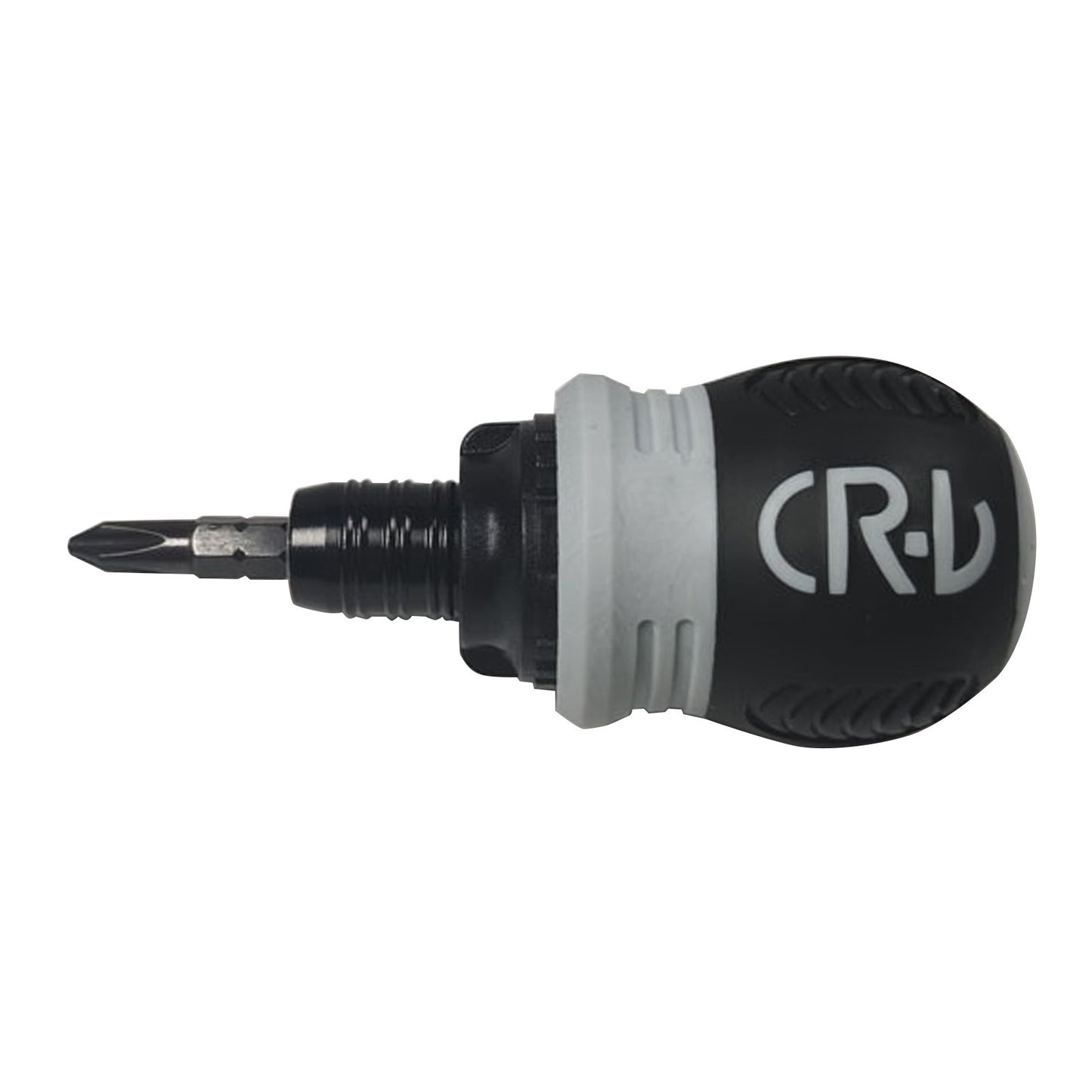 Stubby Ratchet Screwdriver Slotted and Cross Dual-end Telescoping CR-V Screwdriver Repair Tool - Grey