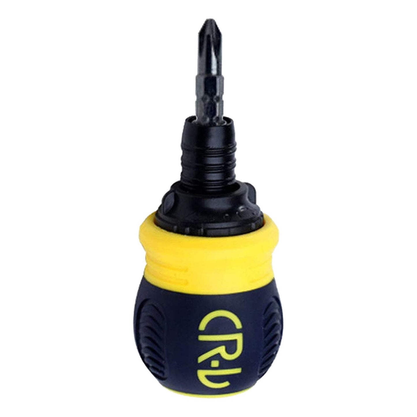 Stubby Ratchet Screwdriver Slotted and Cross Dual-end Telescoping CR-V Screwdriver Repair Tool - Yellow