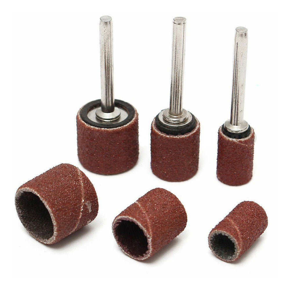 60Pcs Refills Drum Sanding Bands for Metal Polishing Sanding Band Sleeves with 3Pcs Mandrels Rotary Nail Drill Bits