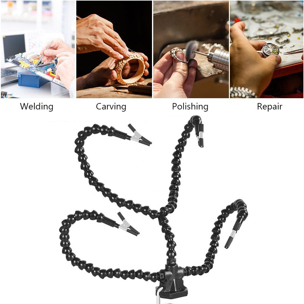 Soldering Helping Hands Third Hand Helping Arms Tool with 3 Flexable Arms Helping Hands Crafts Jewelry Hobby Workshop Helping Station
