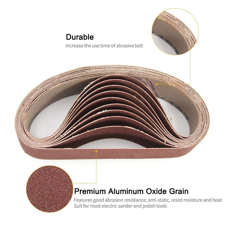10Pcs 30x330mm Abrasive Sanding Belts 800 Grit Aluminum Oxide Sanding Belt Sanding Grinding Polishing Tools for Belt Sander Paper
