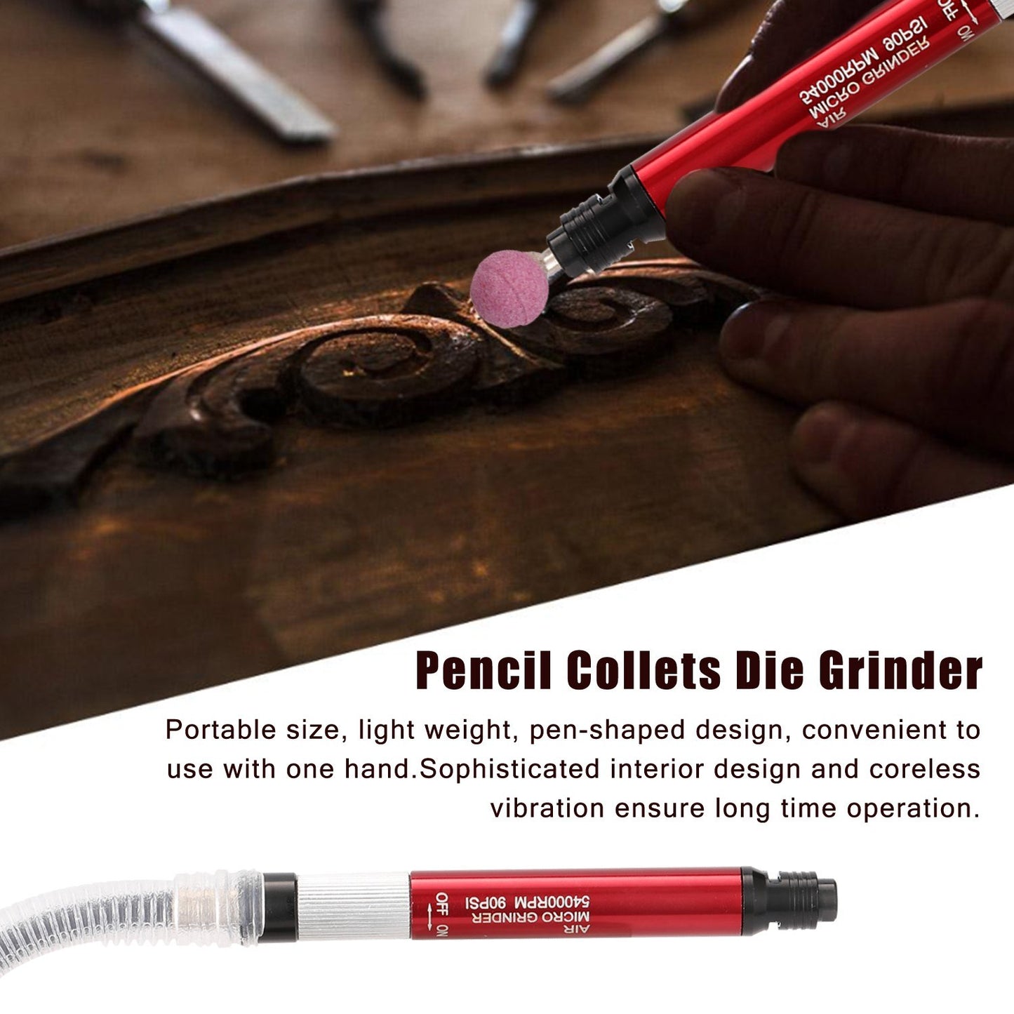 Pneumatic Air Pencil Die Grinder Kit 58000 RPM Free Speed Polish Engraving Tool