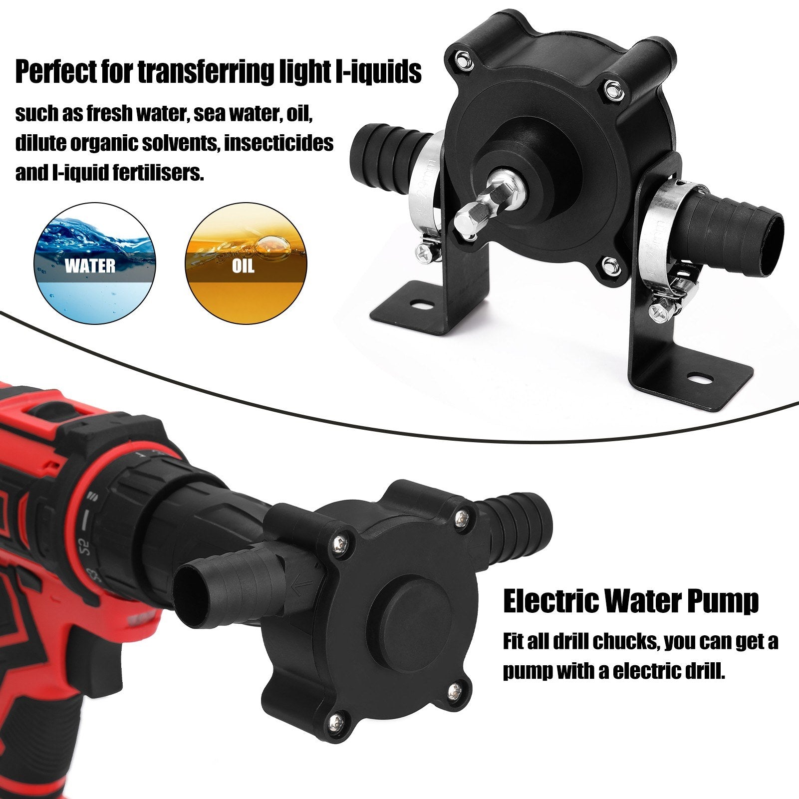 Portable Electric Drill Pump Self Priming Oil Fluid Water Transfer Pump