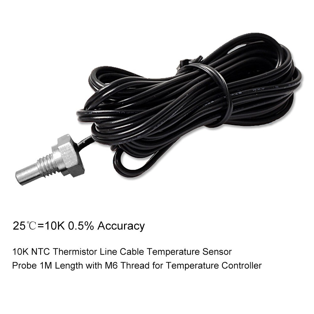1m 10K NTC Thermistor Line Cable Temperature Controller Sensor Probe with M6 Thread