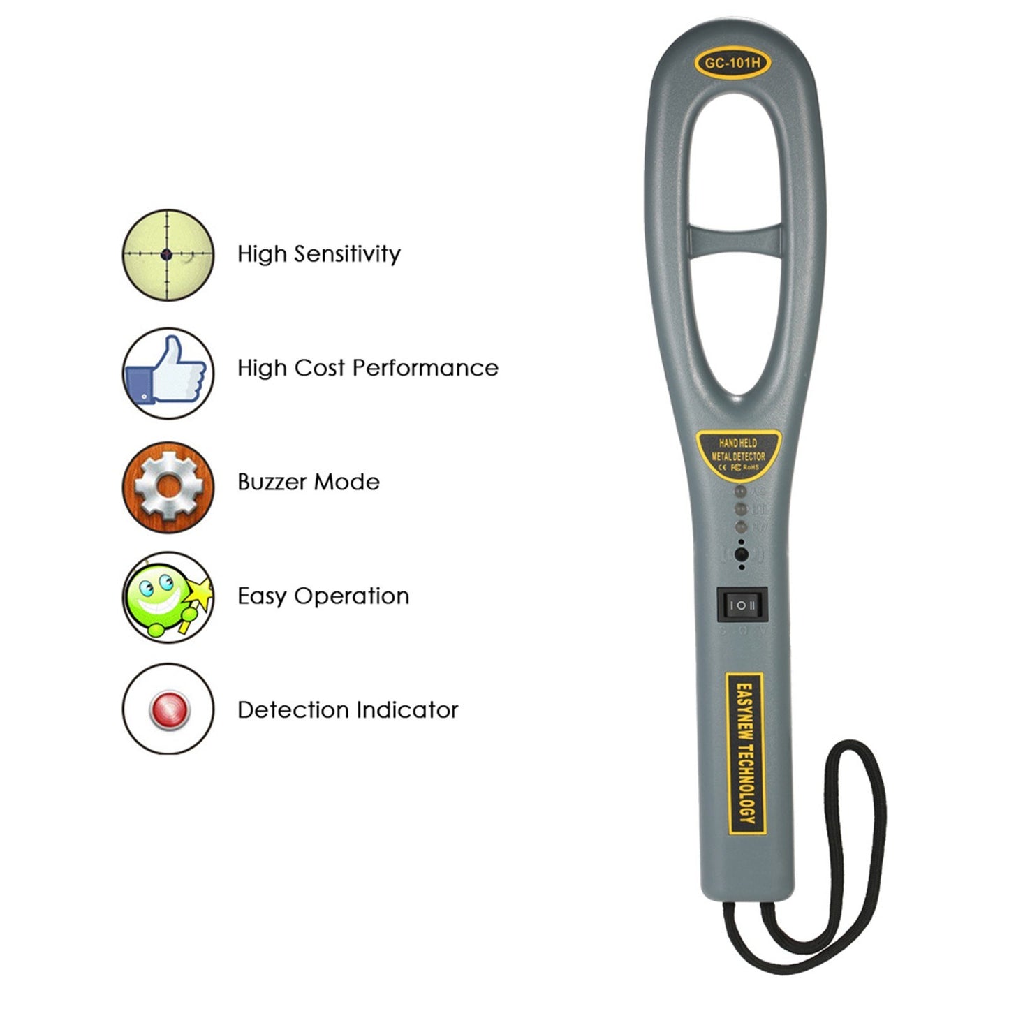 Portable Handheld Metal Detector High Sensitivity Inspection Metal Detector with Buzzer Vibration