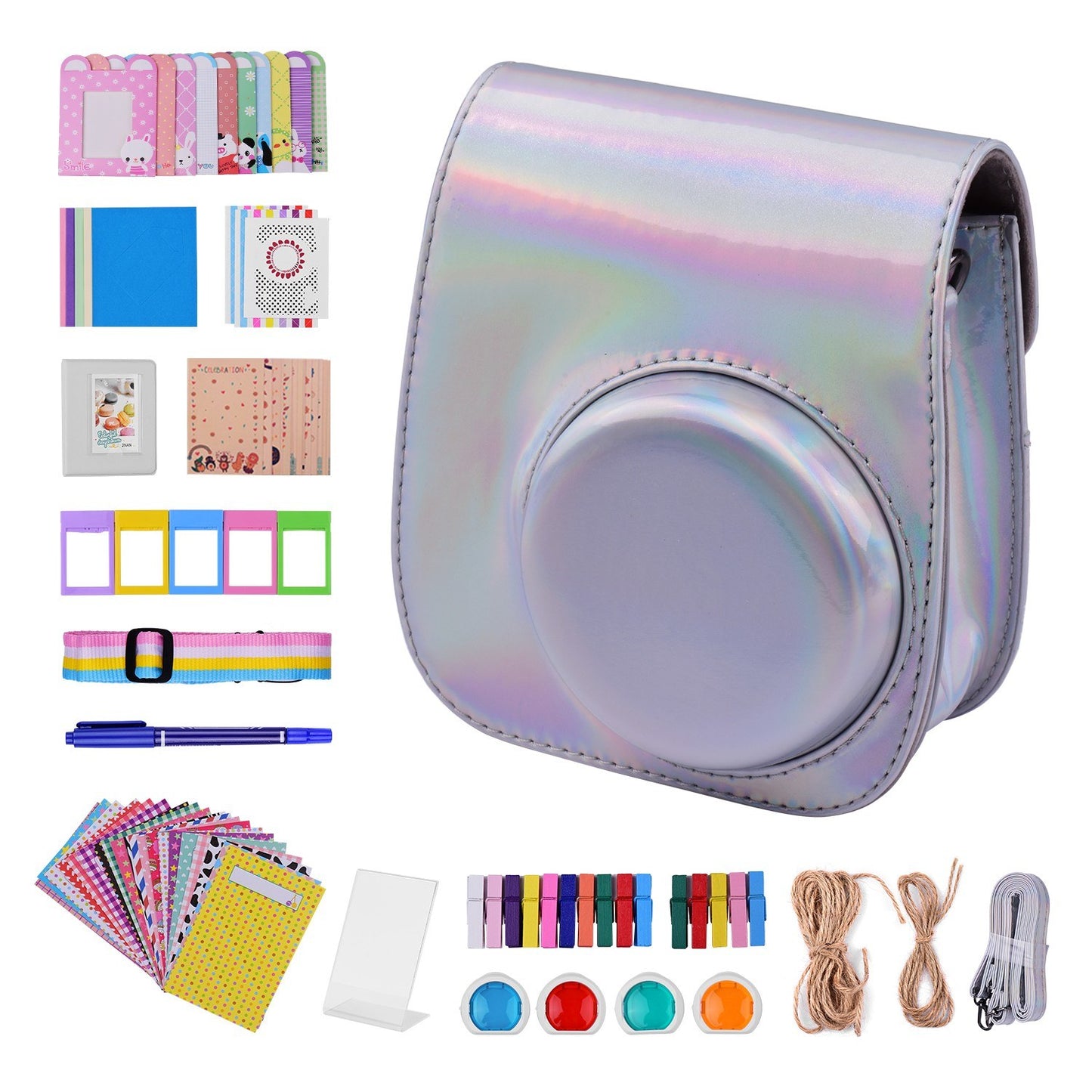 12-in-1 Instant Camera Accessories Bundle Kit for Fujifilm Instax Mini 11, Photography Scrapbook Kit Instant Camera Gifts - Silver