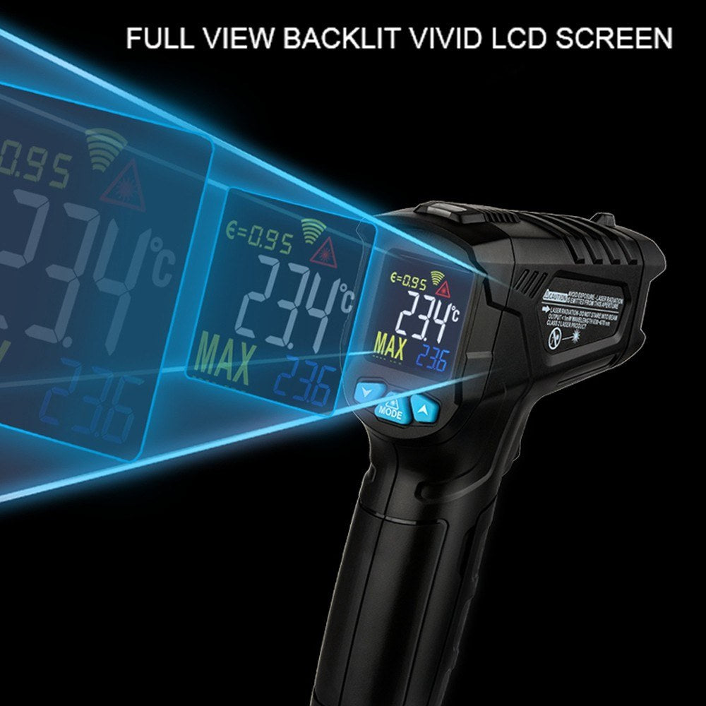 Industrial Digital Infrared Thermometer -50~380-degrees Celsius Handheld LCD Temperature Hygrometer Non-contact IR Pyrometer Tester