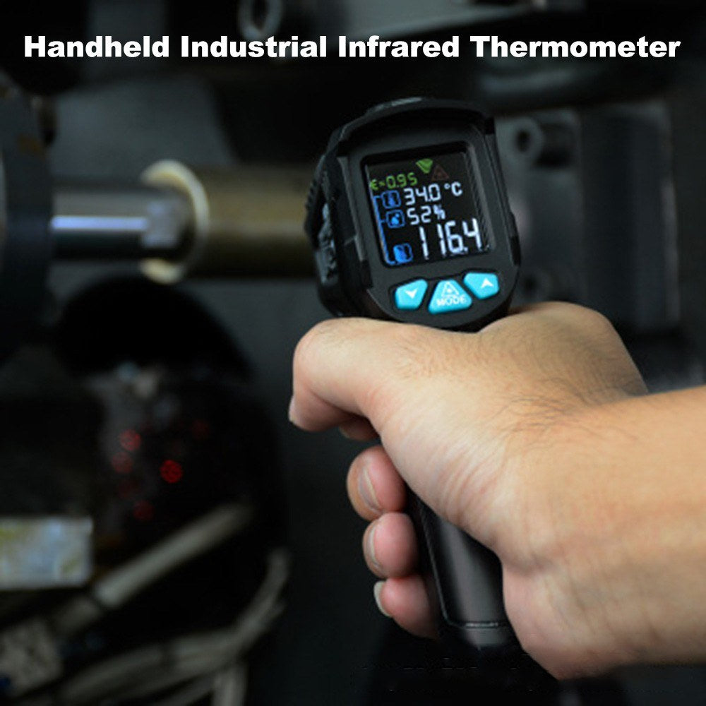 Industrial Digital Infrared Thermometer -50~380-degrees Celsius Handheld LCD Temperature Hygrometer Non-contact IR Pyrometer Tester