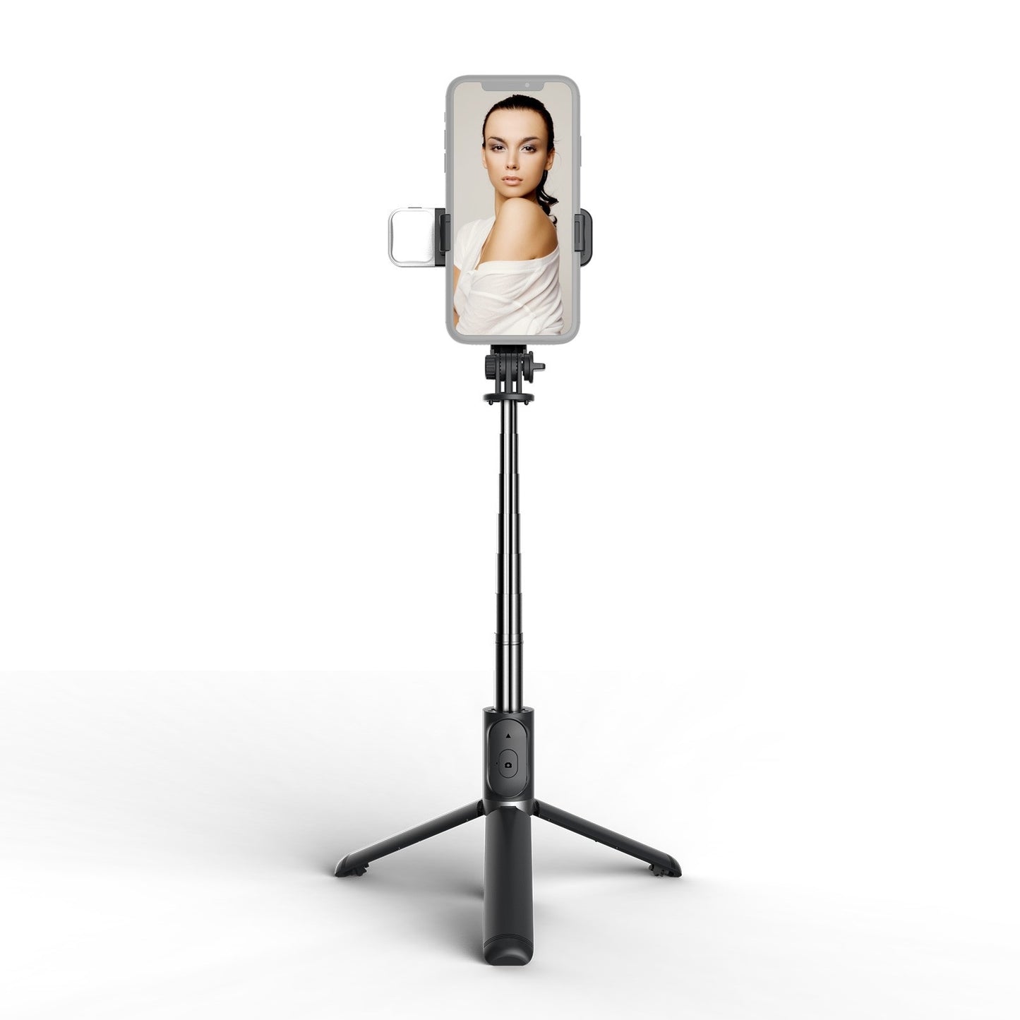 Wireless BT 4.0 Selfie Stick 104.5cm Max. Length Remote Control Extendable Tripod Stand with Fill Light for Video Recording Vlogging Live Streaming