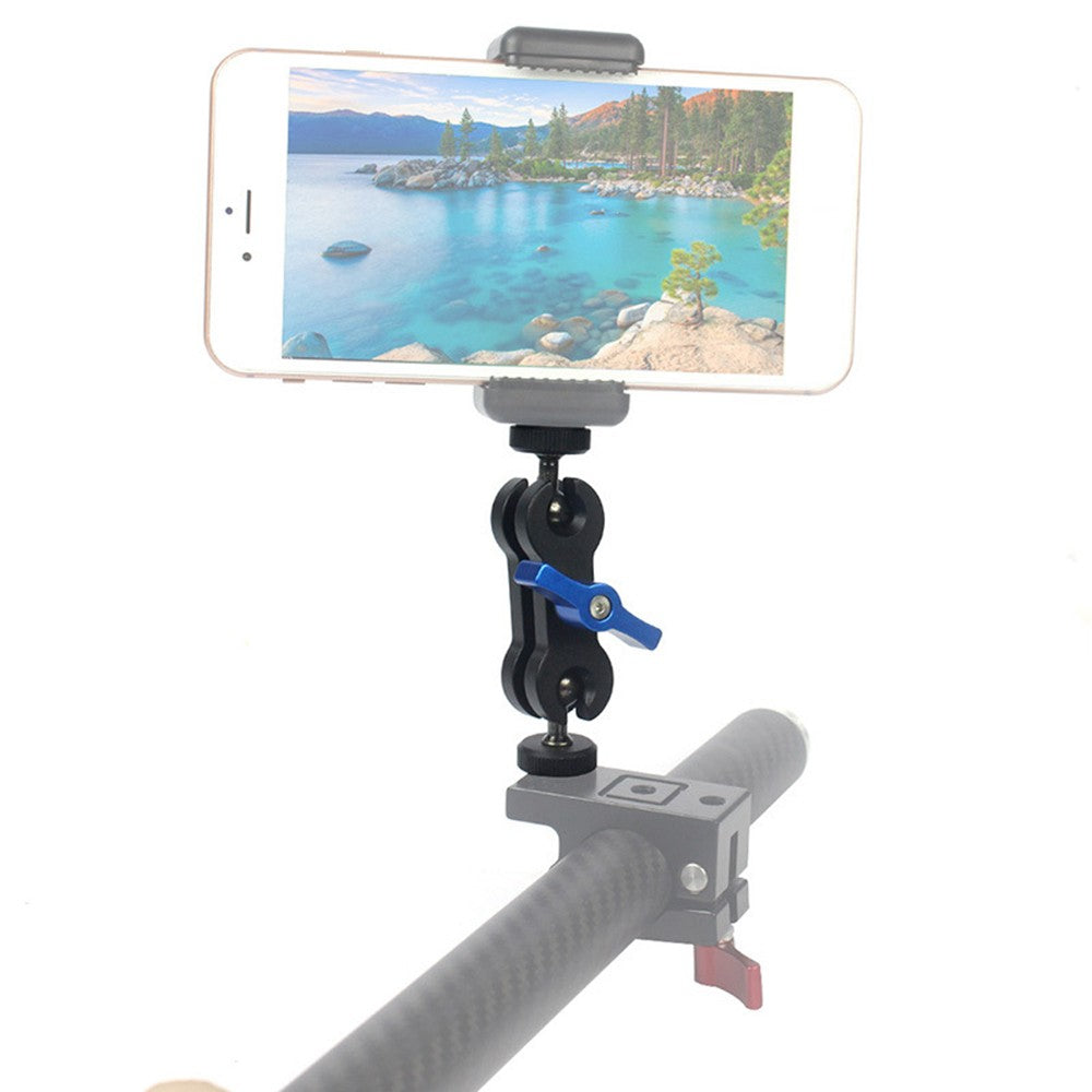 Double Ball Head Multi-Function 1 / 4-inch Screw Magic Arms Anodisation Aluminum Alloy 360-degree Rotation Camera Rig Monitor Vlogger Mount Bracket - Blue