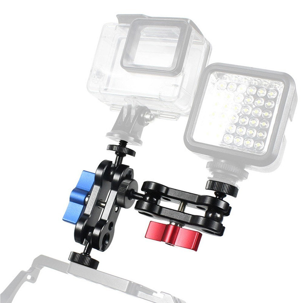 Double Ball Head Multi-Function 1 / 4-inch Screw Magic Arms Anodisation Aluminum Alloy 360-degree Rotation Camera Rig Monitor Vlogger Mount Bracket - Red