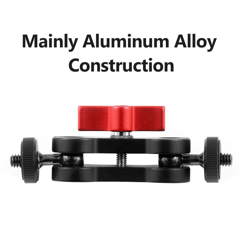 Double Ball Head Multi-Function 1 / 4-inch Screw Magic Arms Anodisation Aluminum Alloy 360-degree Rotation Camera Rig Monitor Vlogger Mount Bracket - Red