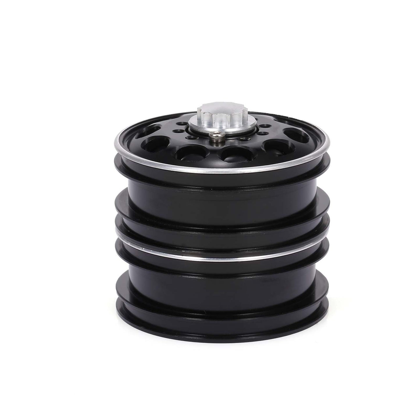 2Pcs Aluminum Alloy Trailer Front / Rear Hub Rim 10 Spokes for 1 / 14 Tamiya Tractor - Black / Front Hub