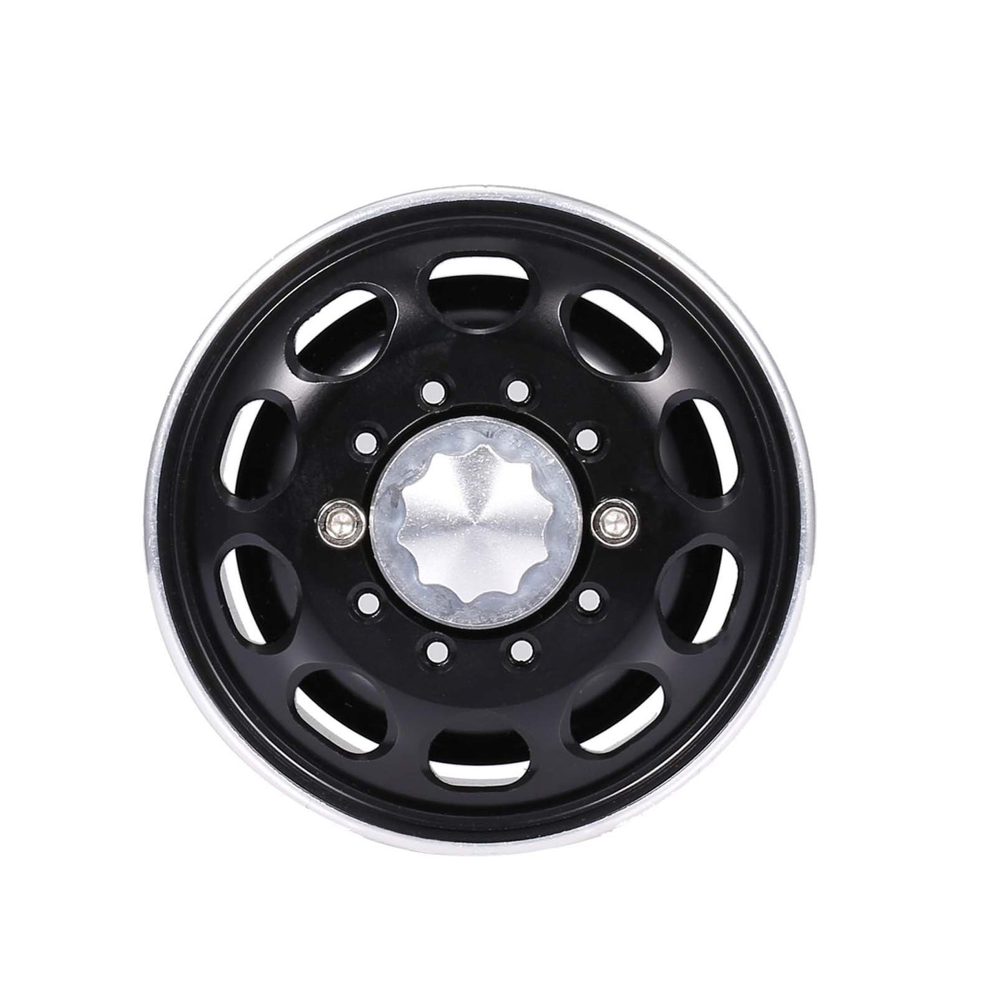 2Pcs Aluminum Alloy Trailer Front / Rear Hub Rim 10 Spokes for 1 / 14 Tamiya Tractor - Black / Front Hub