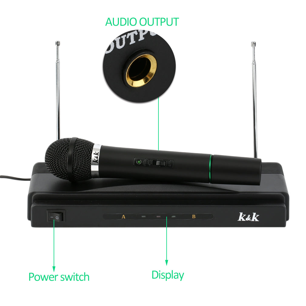 Professional Wireless Microphone System Dual Handheld 2 x Mic Receiver (EU Plug)