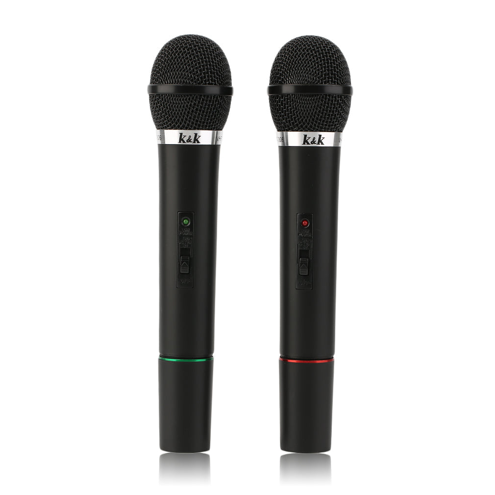 Professional Wireless Microphone System Dual Handheld 2 x Mic Receiver (EU Plug)