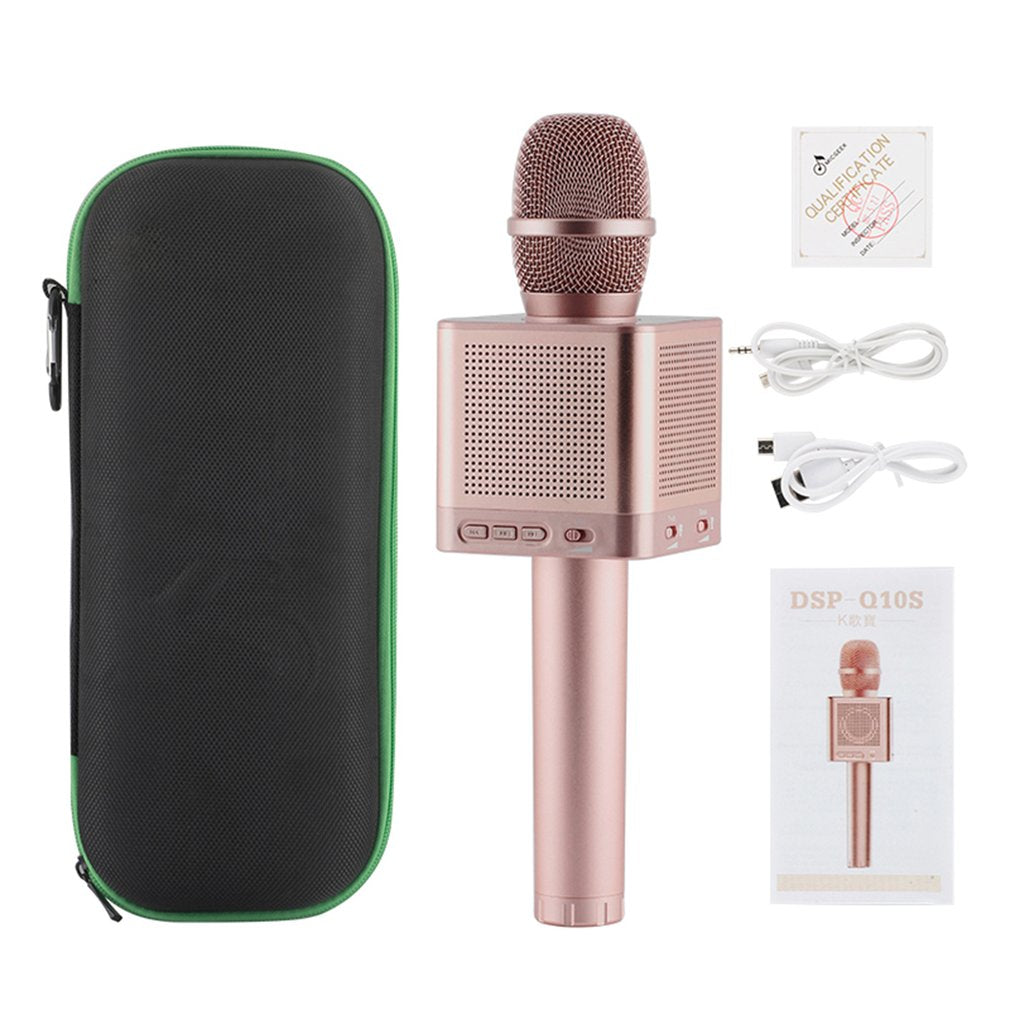 Micgeek Q10S Wireless Microphone KTV Karaoke HQ Sound Wave Wall Shaking Bass - Rose Gold