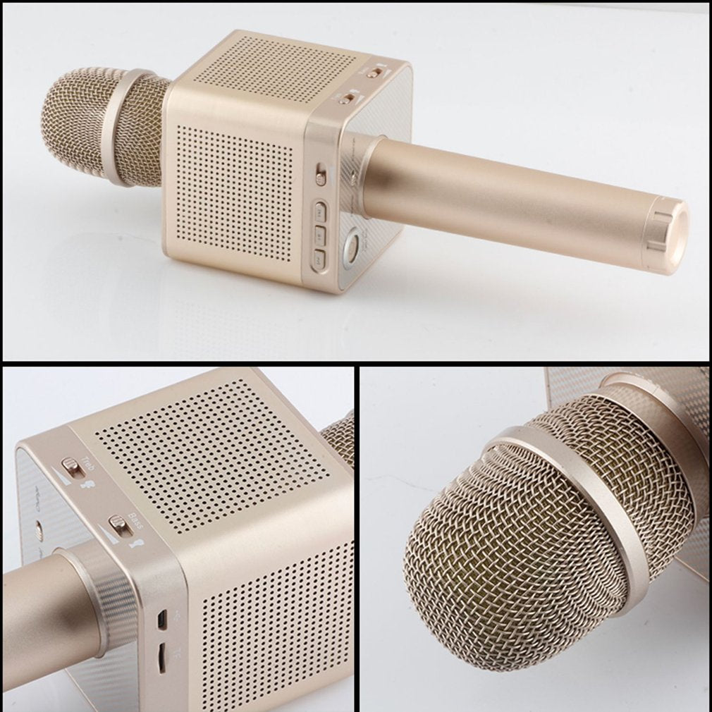 Micgeek Q10S Wireless Microphone HQ Sound Wave Wall Shaking Bass KTV Karaoke - Gold