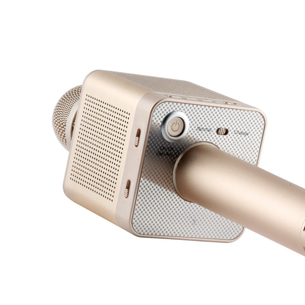 Micgeek Q10S Wireless Microphone HQ Sound Wave Wall Shaking Bass KTV Karaoke - Gold