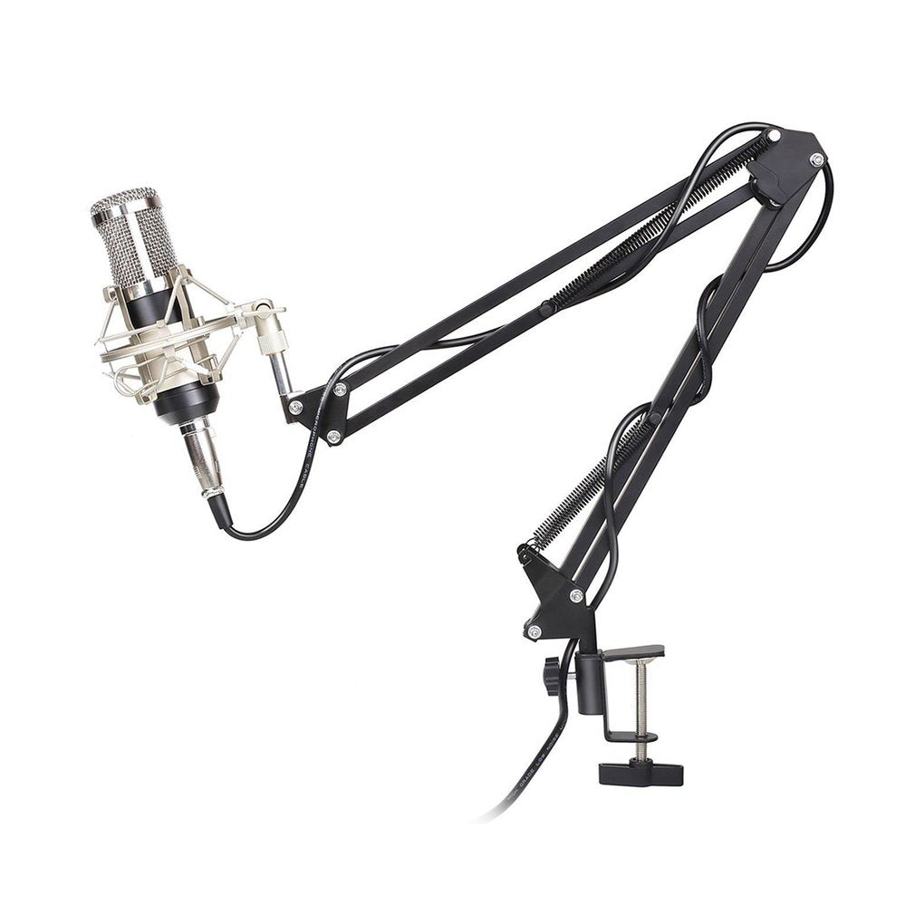 BM-800 Karaoke KTV Singing Wired Audio Vocal Studio Condenser Computer Microphone + Stand Set - Black / Silver
