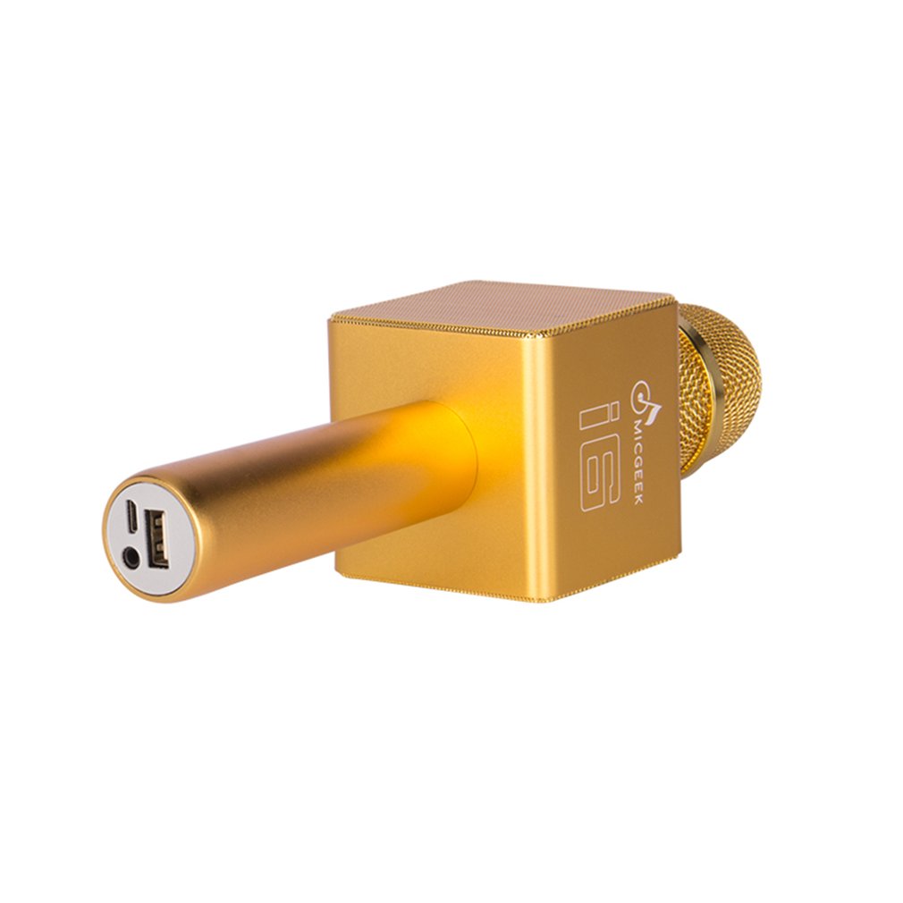 I6 Wireless Bluetooth Karaoke Handheld Microphone for Home KTV/Phone/PC - Gold