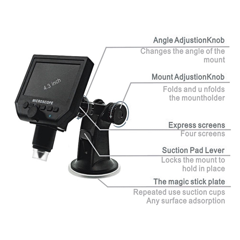 G600 Portable 600X HD 3 .6MP CCD Pixel 4.3 Inch OLED Display LCD Digital Microscope