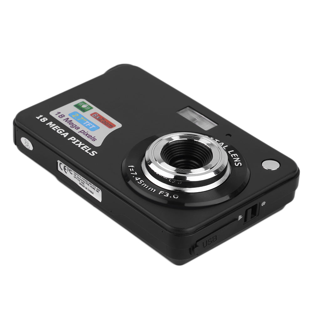 Black / US Plug - K09 2.7&quot; LCD Screen HD 720P 18MP Digital Camcorder Camera 8X Zoom Camera