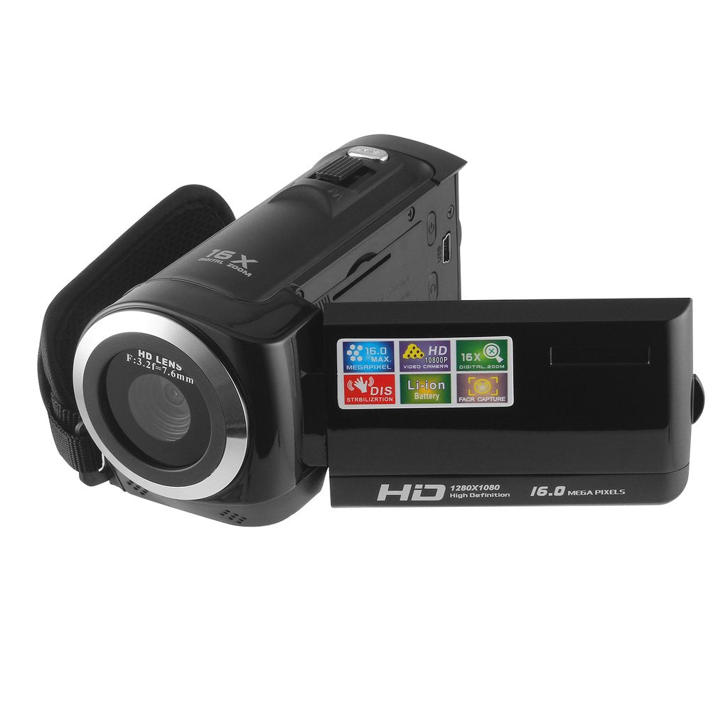 HDC8 1080P HD 16MP Digital Video Camcorder Camera DV DVR 2.7inch TFT LCD 16X Zoom - Black