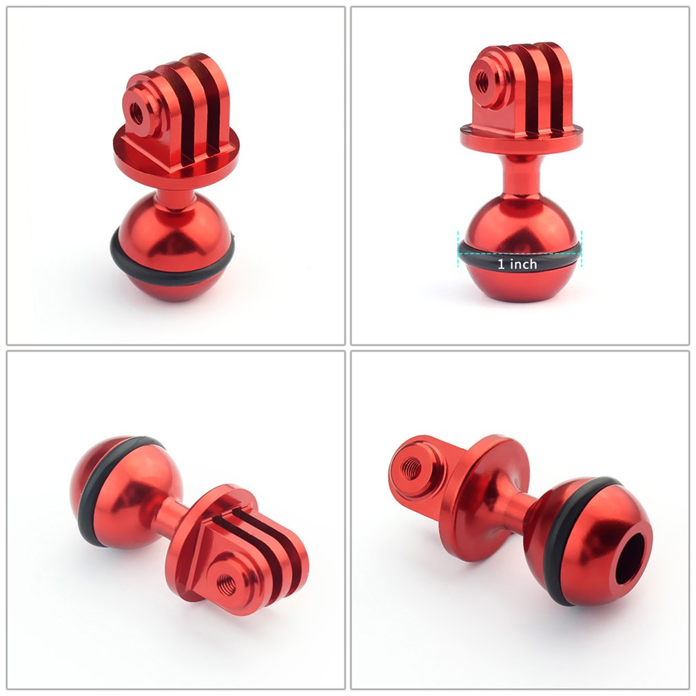 Aluminum Alloy Ball Head Camera Tripod Holder Bracket Ball Adapter for GoPro - Red