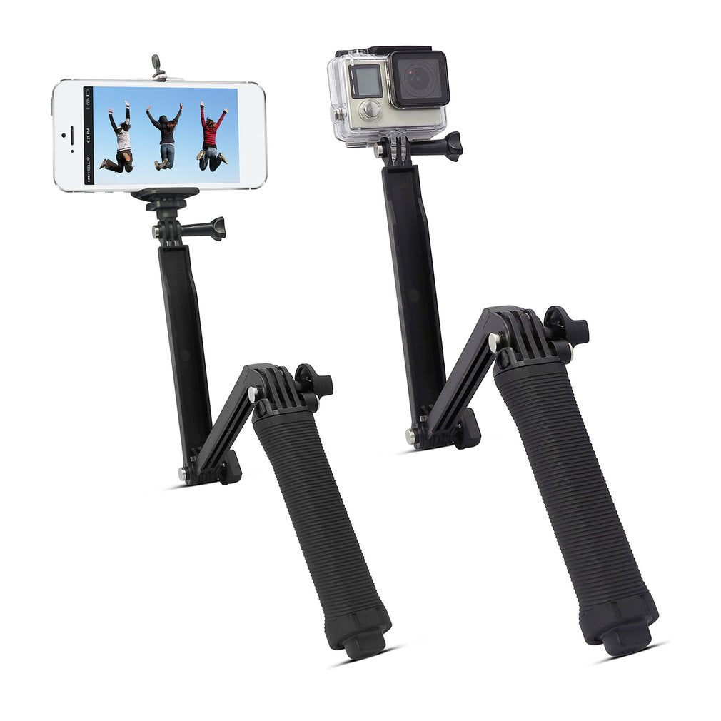 Foldable Hand Grip Arm 3 Way Selfie Stick Tripod Mount Monopod for GoPro Hero 6/5/4/3+