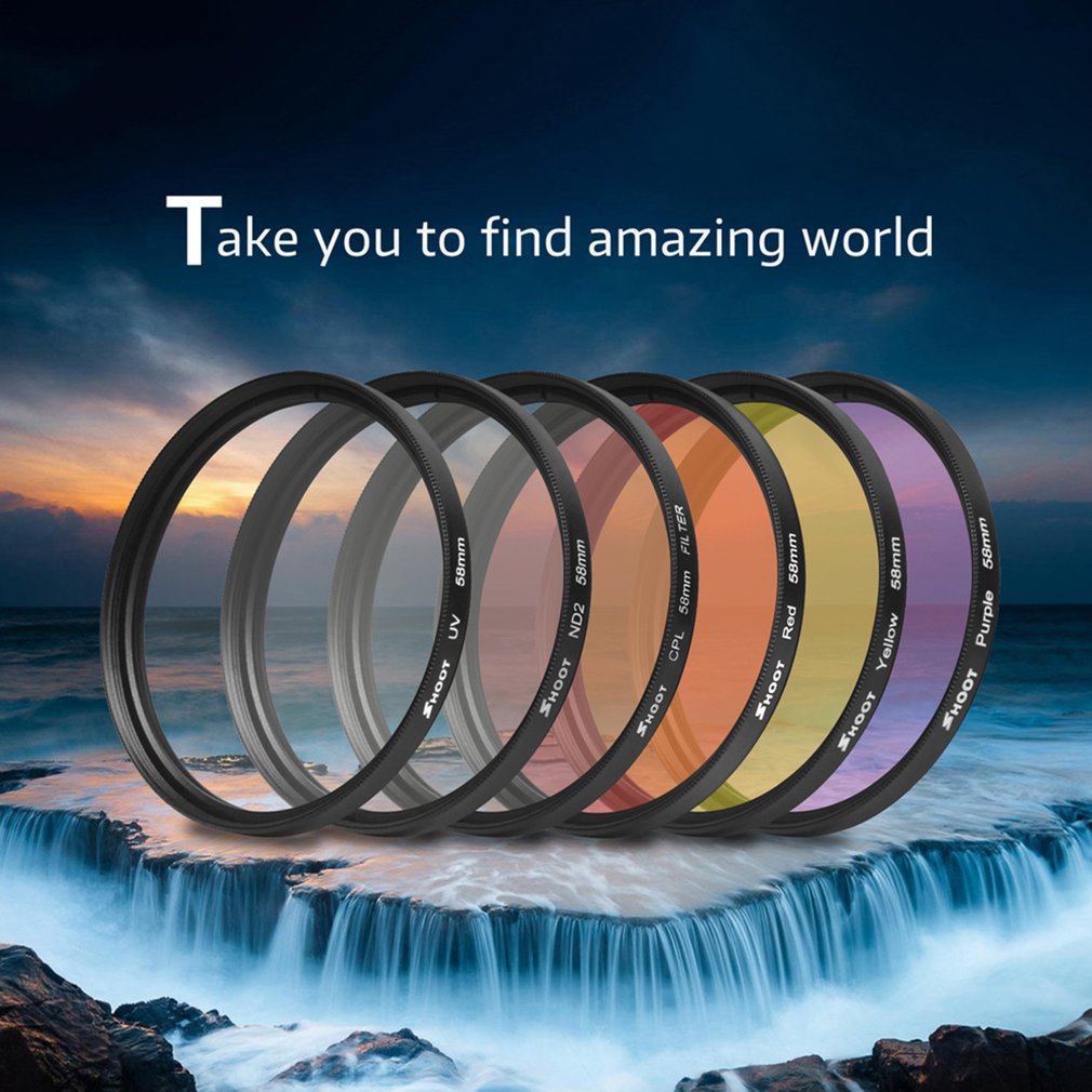 6 in 1 Sport Camera Filter Set Diving UV Yellow Red Filter for Gopro Hero 6/5