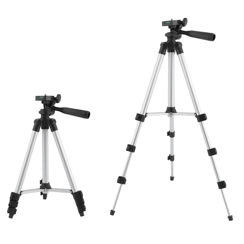 Four-section Legs Camera Tripod with Rocker Arm Portable Phone Holder Stand
