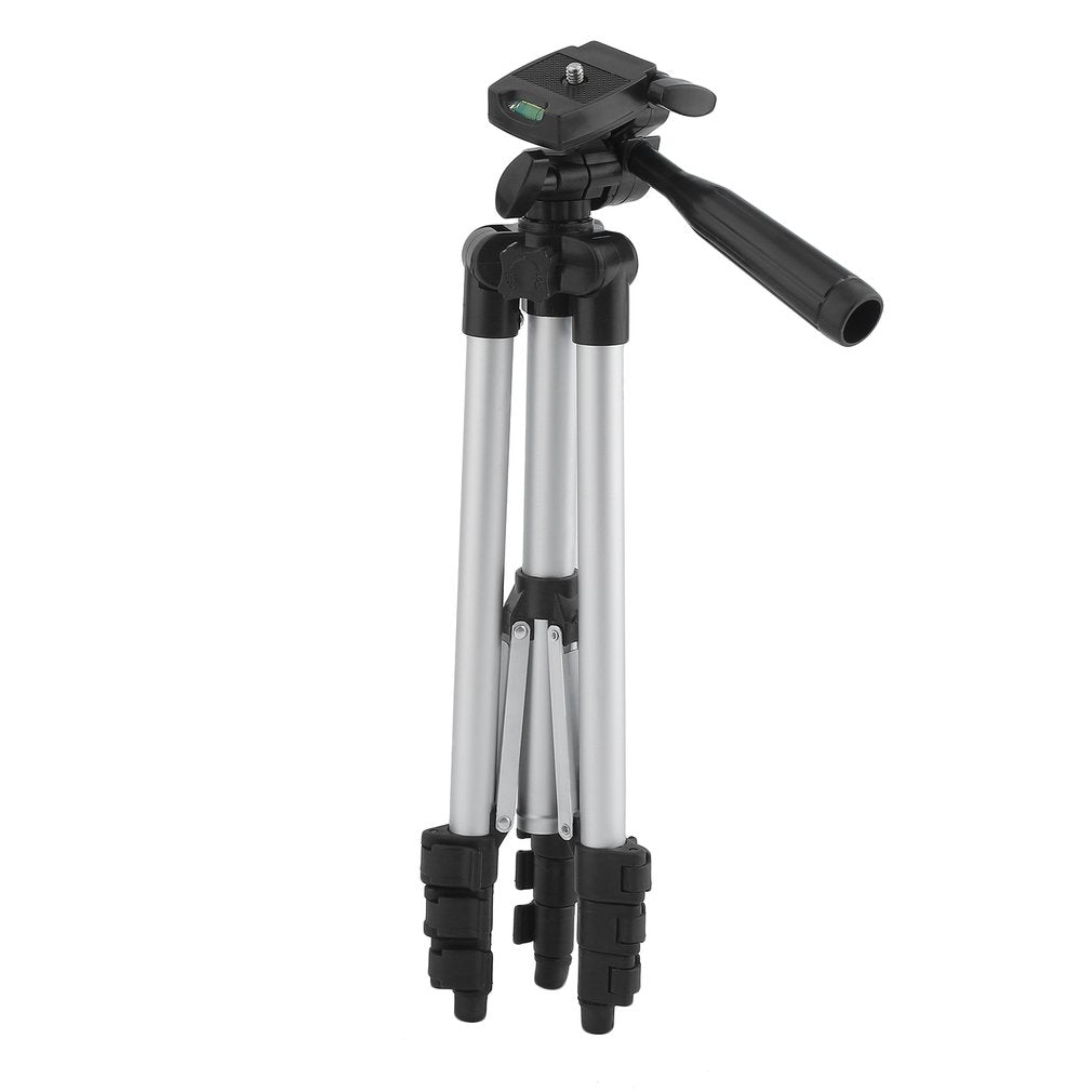 Four-section Legs Camera Tripod with Rocker Arm Portable Phone Holder Stand